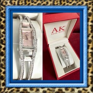 👑✅PRICE FIRM✅ Anne Klein Bejeweled Silver Watch with Pink Face